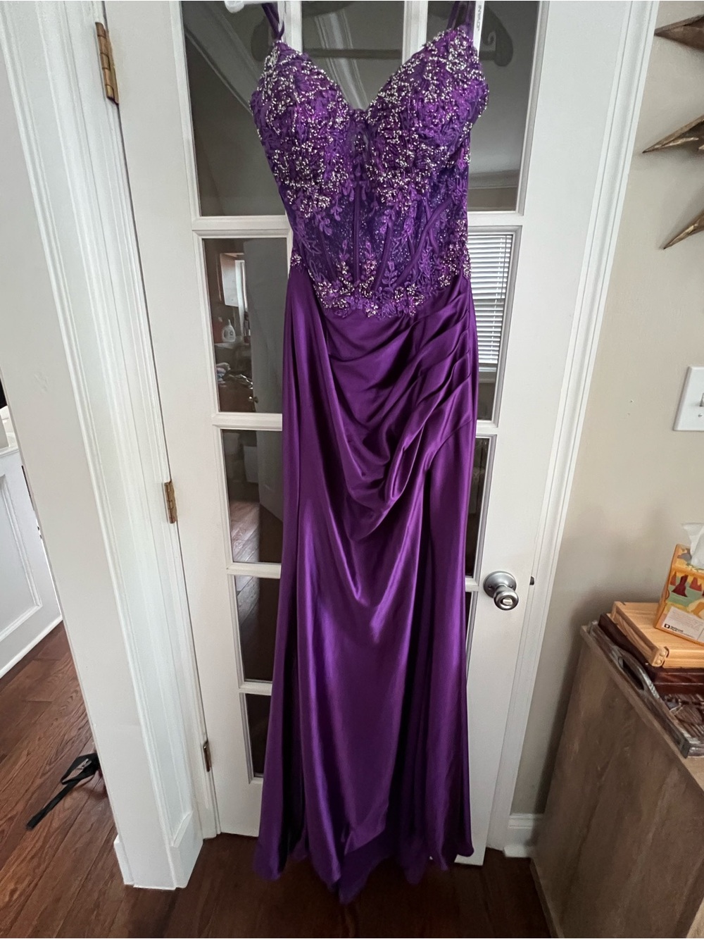 Purple Beaded Evening Gown